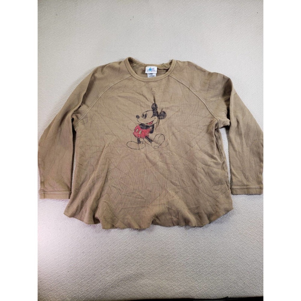 Disneyland Resort Shirt Womens XL Brown Long Sleeve Crew Neck Mickey Classic Tee